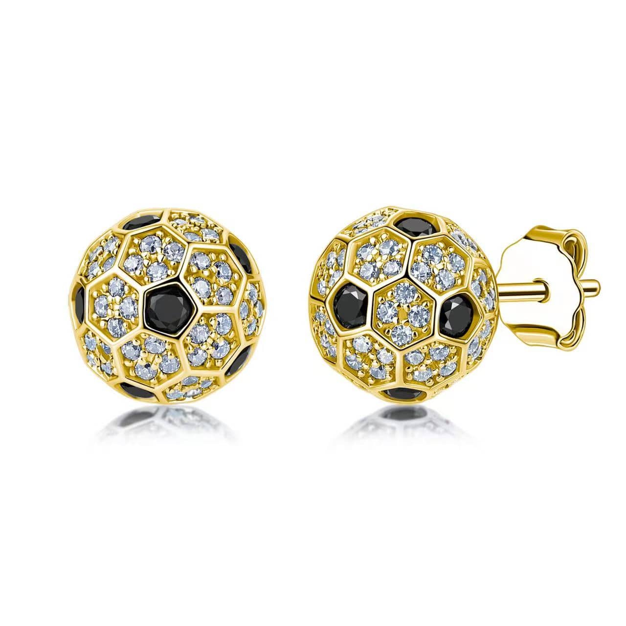 Gardira football earrings featuring miniature footballs with detailed stitching, perfect for sports fans and stylish accessories.