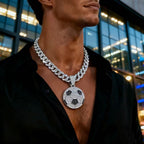 Gardira 18-inch full-diamond football pendant necklace showcasing a sparkling, detailed football design on a sleek chain.