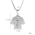 Diamond-studded jersey pendant necklace by Gardira featuring a sparkling diamond design on a sleek chain.