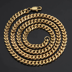 Men’s cuban link chain necklace square buckle titanium steel hip hop style