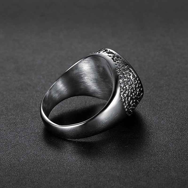 Men’s Ancient Egyptian Titanium Steel Ring – Hip Hop Pharaoh Style Statement Ring
