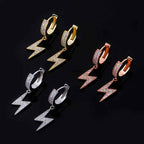 Lightning Bolt Stud Earrings – Full Cubic Zirconia Hip Hop Minimalist Unisex Jewelry