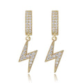 Lightning Bolt Stud Earrings – Full Cubic Zirconia Hip Hop Minimalist Unisex Jewelry