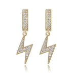 Lightning Bolt Stud Earrings – Full Cubic Zirconia Hip Hop Minimalist Unisex Jewelry