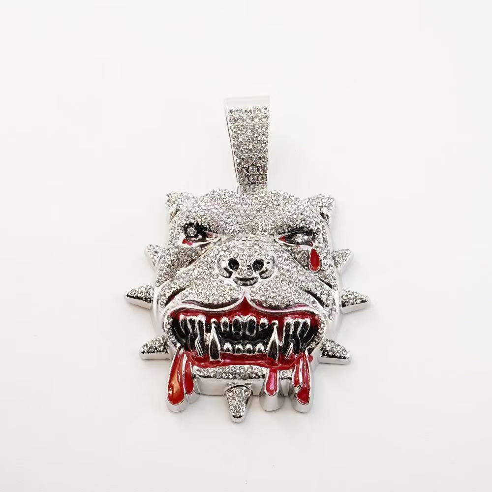 Personalized Gardira hip-hop bulldog pendant necklace with custom engraving, featuring a bold dog design and chain.