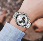 Mens hip hop style stainless steel waterproof quartz watch