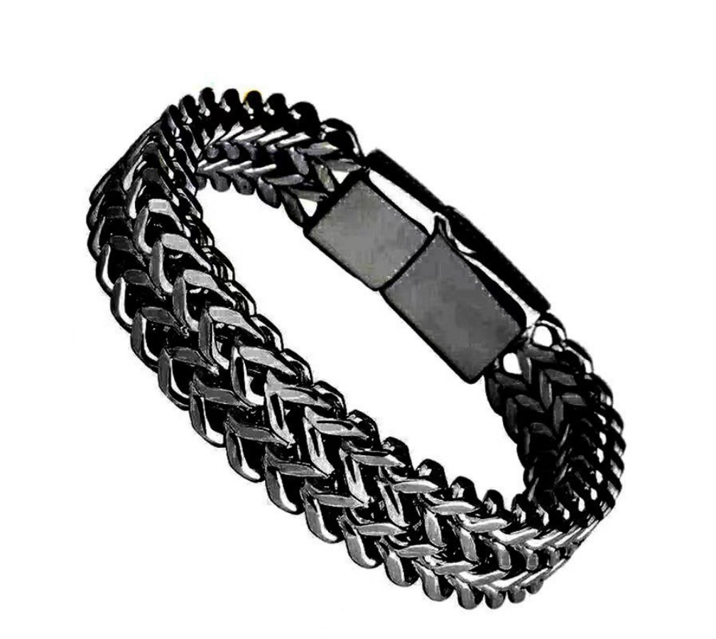 Titanium steel modular bracelet stainless steel woven square chain magnetic clasp