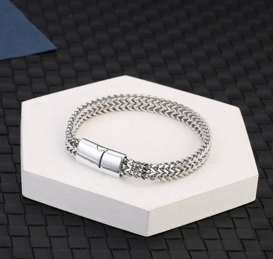 Titanium steel modular bracelet stainless steel woven square chain magnetic clasp
