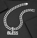 Hip hop BLESS pendant necklace full rhinestone cuban chain streetwear