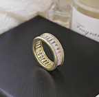 Hip hop full diamond ring electroplated minimalist luxury unisex