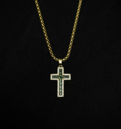 Iced out zircon cross pendant chain men women