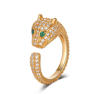 Unisex 18K gold plated leopard head ring with cat’s eye gemstone