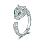 Unisex 18K gold plated leopard head ring with cat’s eye gemstone