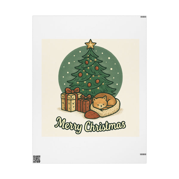 Festive Christmas Wrapping Paper with Cozy Cat Design
