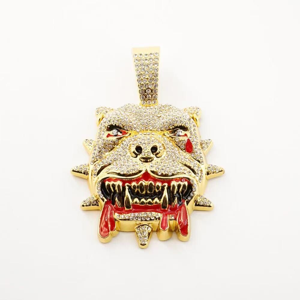 Personalized hip-hop bulldog pendant necklace by Gardira featuring a detailed bulldog charm on a chain.