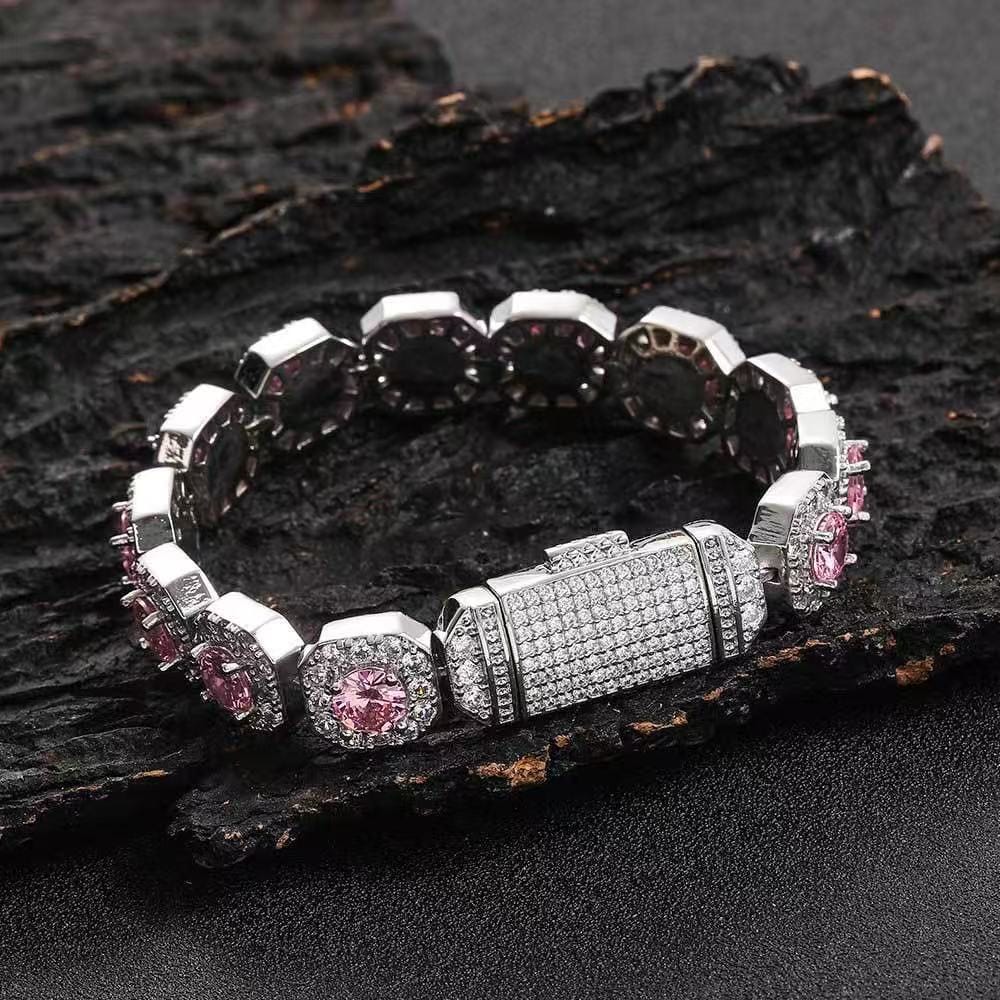 Gardira 12mm flip cover clasp rock candy hip hop bracelet with colorful beads and sturdy metal clasp.