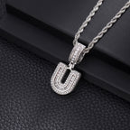 Custom Iced Out Initial Letter Pendant Necklace - Hip Hop CZ Diamond Alphabet Chain for Men & Women