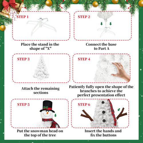 Step-by-step guide for assembling a Christmas snowman tree decoration