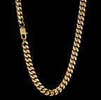 Men’s cuban link chain necklace square buckle titanium steel hip hop style