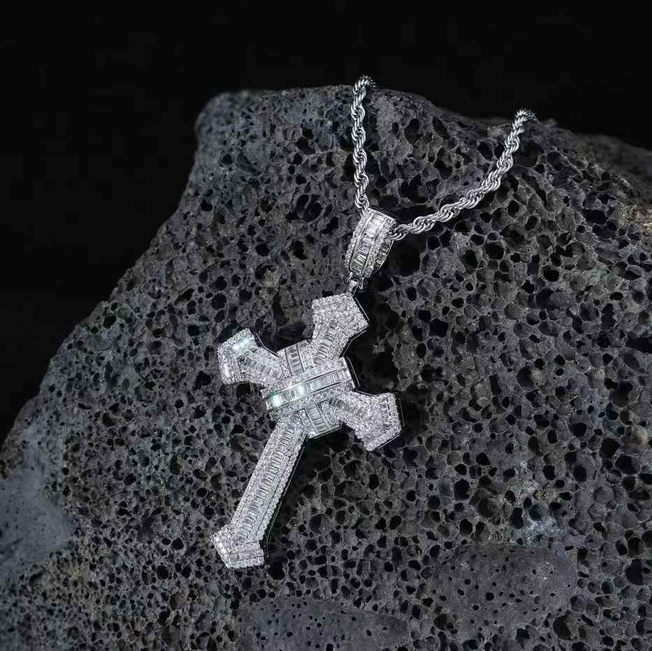 3mm 24inch Ice flower cross necklace