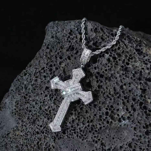 3mm 24inch Ice flower cross necklace