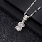 Custom Iced Out Initial Letter Pendant Necklace - Hip Hop CZ Diamond Alphabet Chain for Men & Women