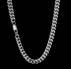 Men’s cuban link chain necklace square buckle titanium steel hip hop style