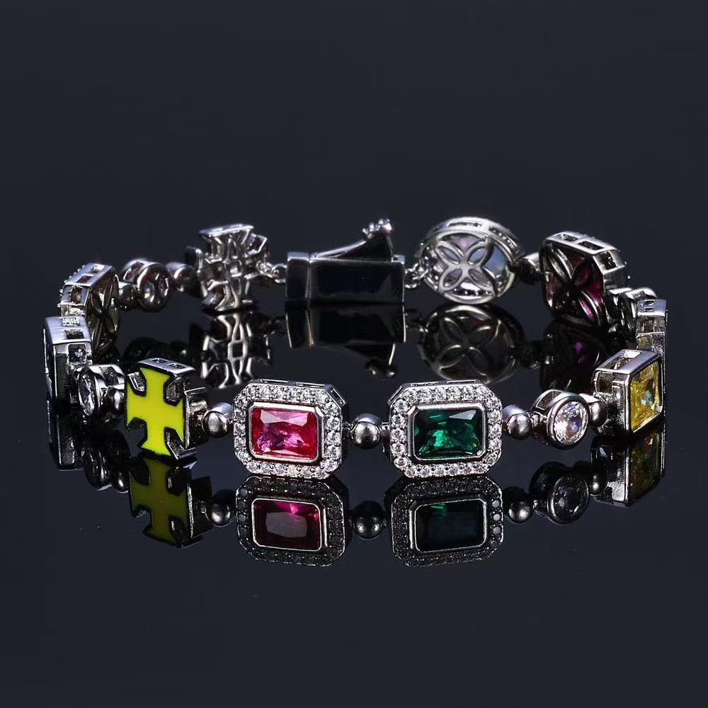 Colorful zircon hip-hop bracelet by Gardira featuring vibrant, multicolored stones on a stylish jewelry bracelet.