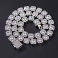 11mm Iced Out Square Rock Sugar Cuban Link Chain - Multicolor CZ Tennis Necklace for Men & Women Hip Hop Jewelry