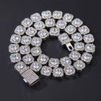 11mm Iced Out Square Rock Sugar Cuban Link Chain - Multicolor CZ Tennis Necklace for Men & Women Hip Hop Jewelry