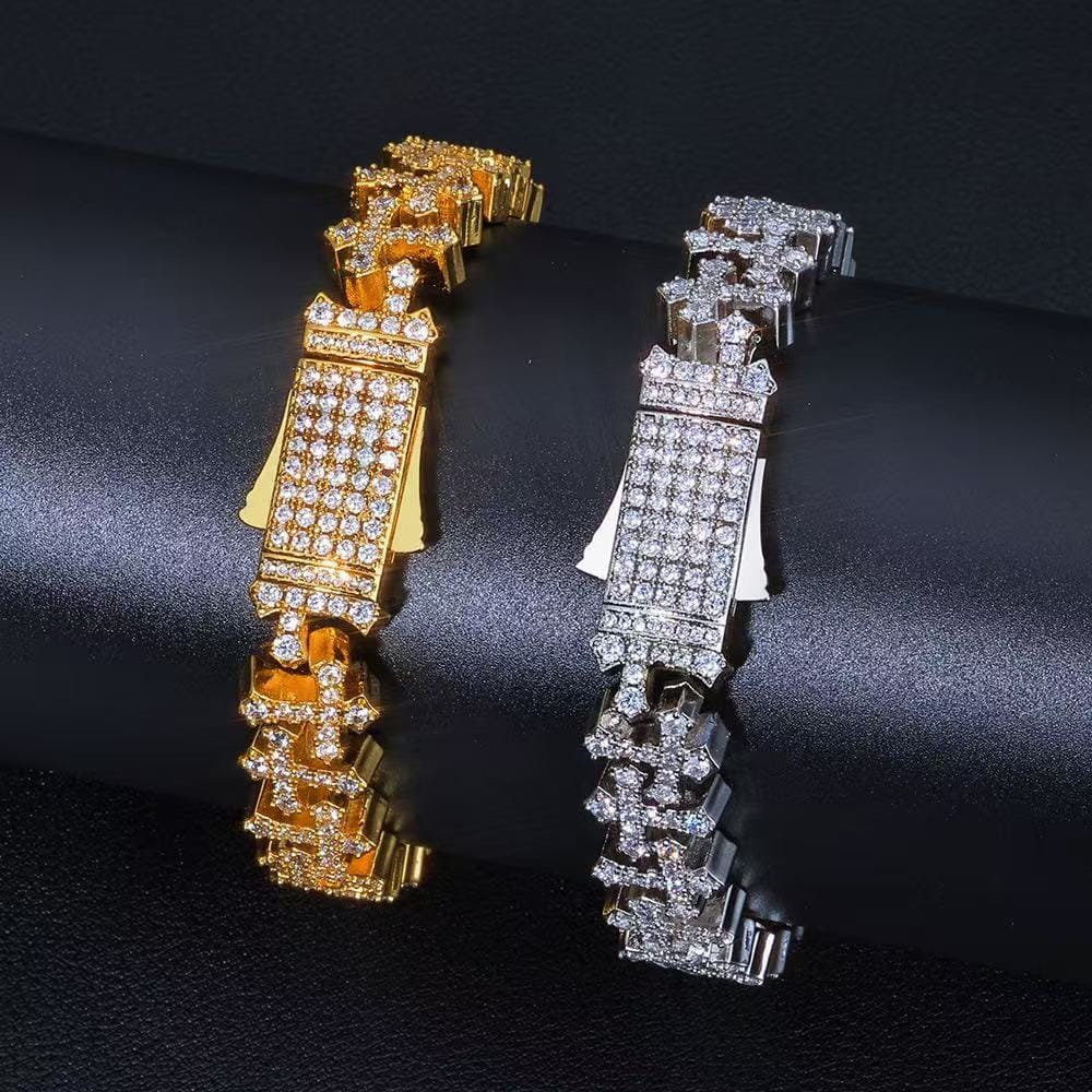 Cross-shaped zirconia bracelet by Gardira featuring a sleek, elegant design with sparkling zirconia stones on a delicate chain.