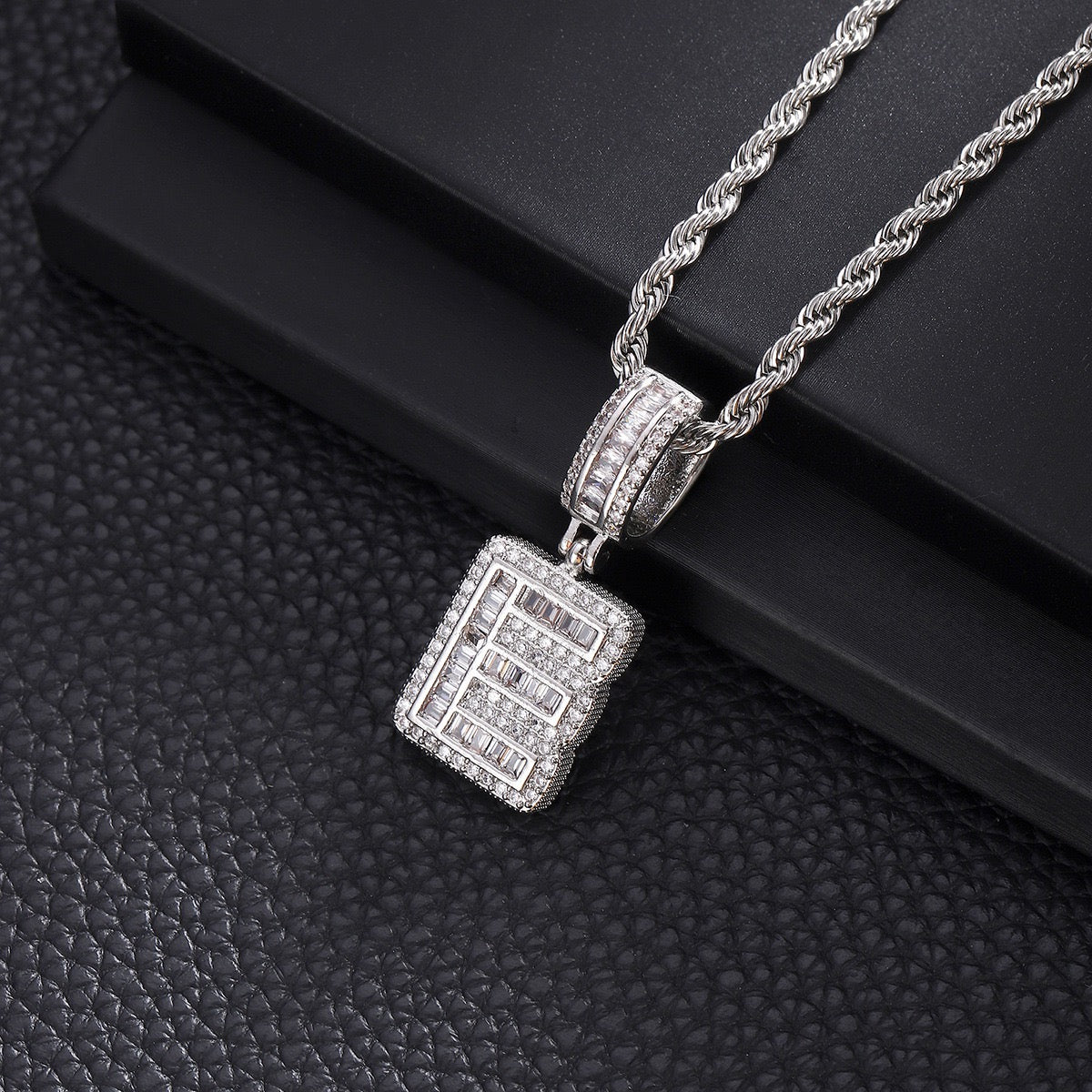 Custom iced out initial letter pendant necklace by Gardira featuring CZ diamonds, stylish alphabet chain for men and women.