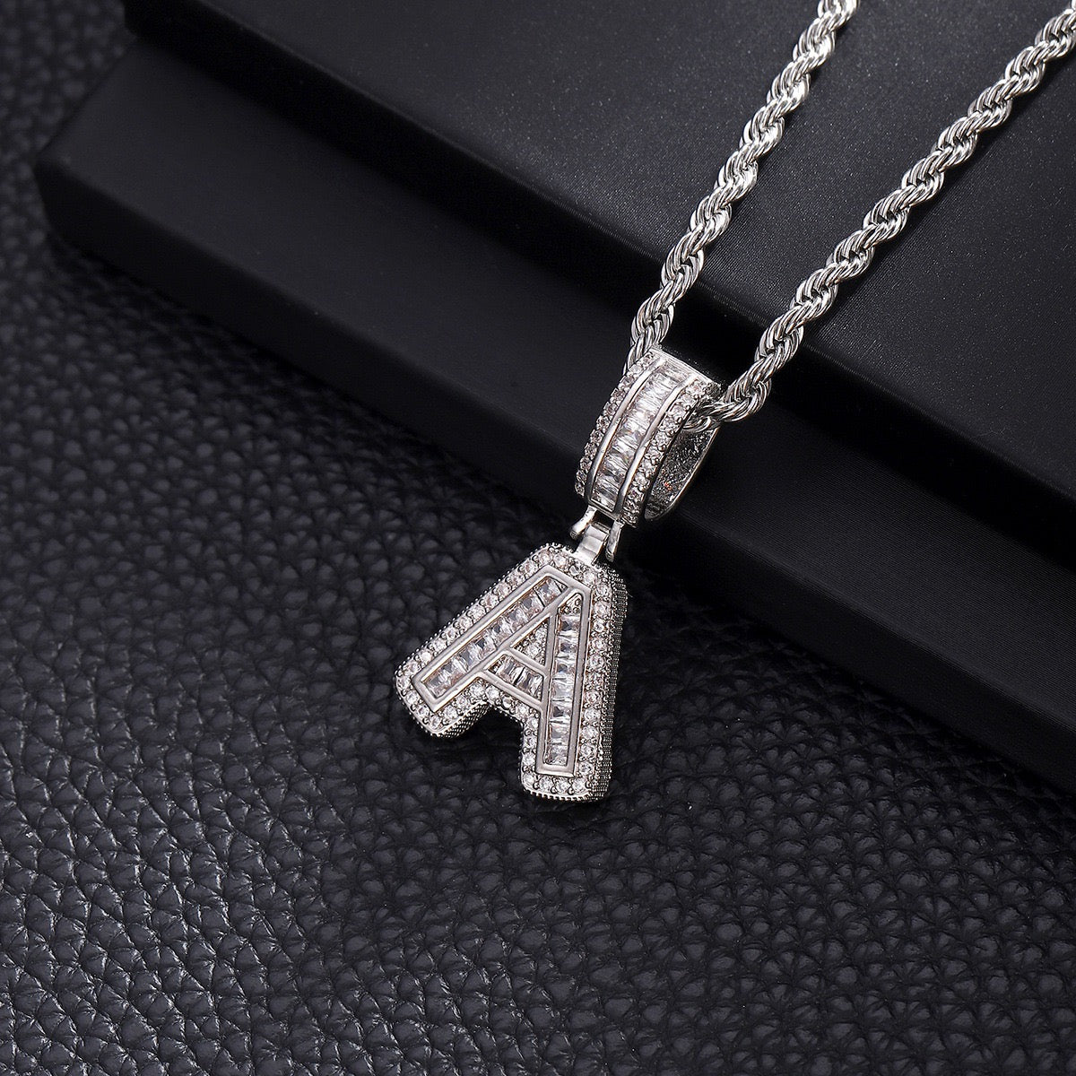 Custom Iced Out Initial Letter Pendant Necklace - Hip Hop CZ Diamond Alphabet Chain for Men & Women