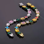 Colorful zircon jewelry bracelet with hip-hop-inspired design, featuring vibrant stones and a stylish charm, by Gardira.
