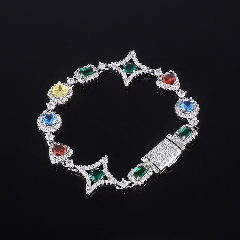 Colorful zircon necklace by Gardira featuring vibrant, sparkling stones arranged in a stylish bracelet design.