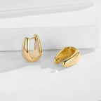 14K Real Gold Plated Oval Hoop Earrings – 925 Sterling Silver Thick Huggie Hoops for Men & Women