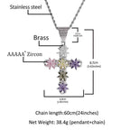 3mm 24-inch color ice flower cross zircon pendant necklace
