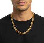 Men’s cuban link chain necklace square buckle titanium steel hip hop style