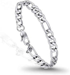 316L Stainless Steel Figaro Chain Bracelet for Men – Hypoallergenic Black, Gold & Silver Tones (6mm / 9mm, 7.5”–8.5”)