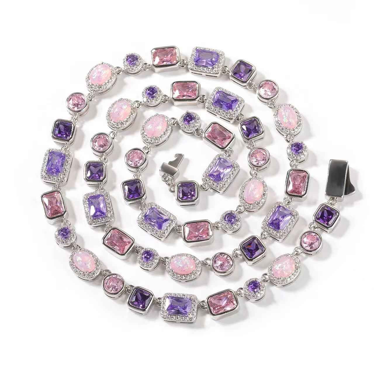Hip-hop colored zircon bracelet