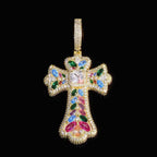 24inch 3mm Colored gemstone wheat ear cross pendant necklace