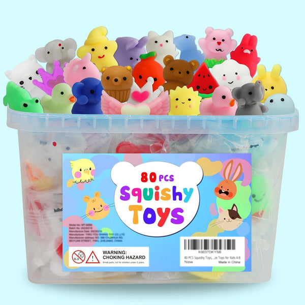 80Pcs Mochi Squishy Toys – Party Favors & Stocking Stuffers for Kids Ages 4–8