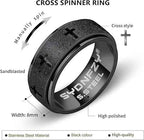 Men’s Anxiety Spinner Ring – Stainless Steel Cross Fidget Spinner Band for Stress Relief (8mm)