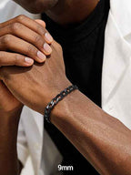 316L Stainless Steel Figaro Chain Bracelet for Men – Hypoallergenic Black, Gold & Silver Tones (6mm / 9mm, 7.5”–8.5”)