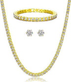Iced Out Tennis Chain Necklace – Gold & Silver Rhinestone Diamond-Style Chain for Men & Women (18–30 Inches)