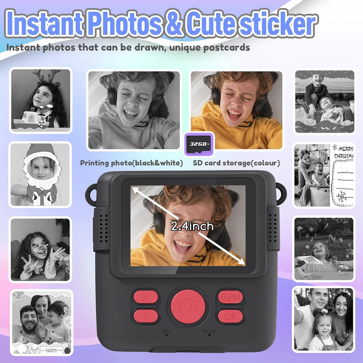 Portable photo printer with digital display and photo collage christmas gift