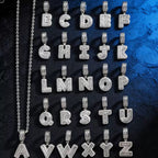 Custom Iced Out Initial Letter Pendant Necklace - Hip Hop CZ Diamond Alphabet Chain for Men & Women