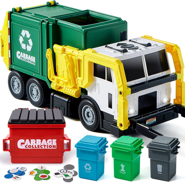 Friction Powered Garbage Truck Toy Set – Educational Playset for Kids