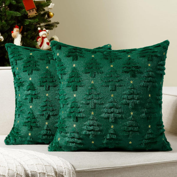 Christmas Throw Pillow Covers (Set of 2, Green)