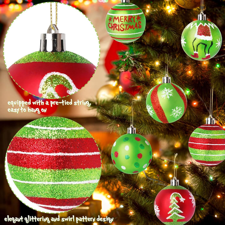 Collage of Christmas ornaments with close-ups on a decorated tree.